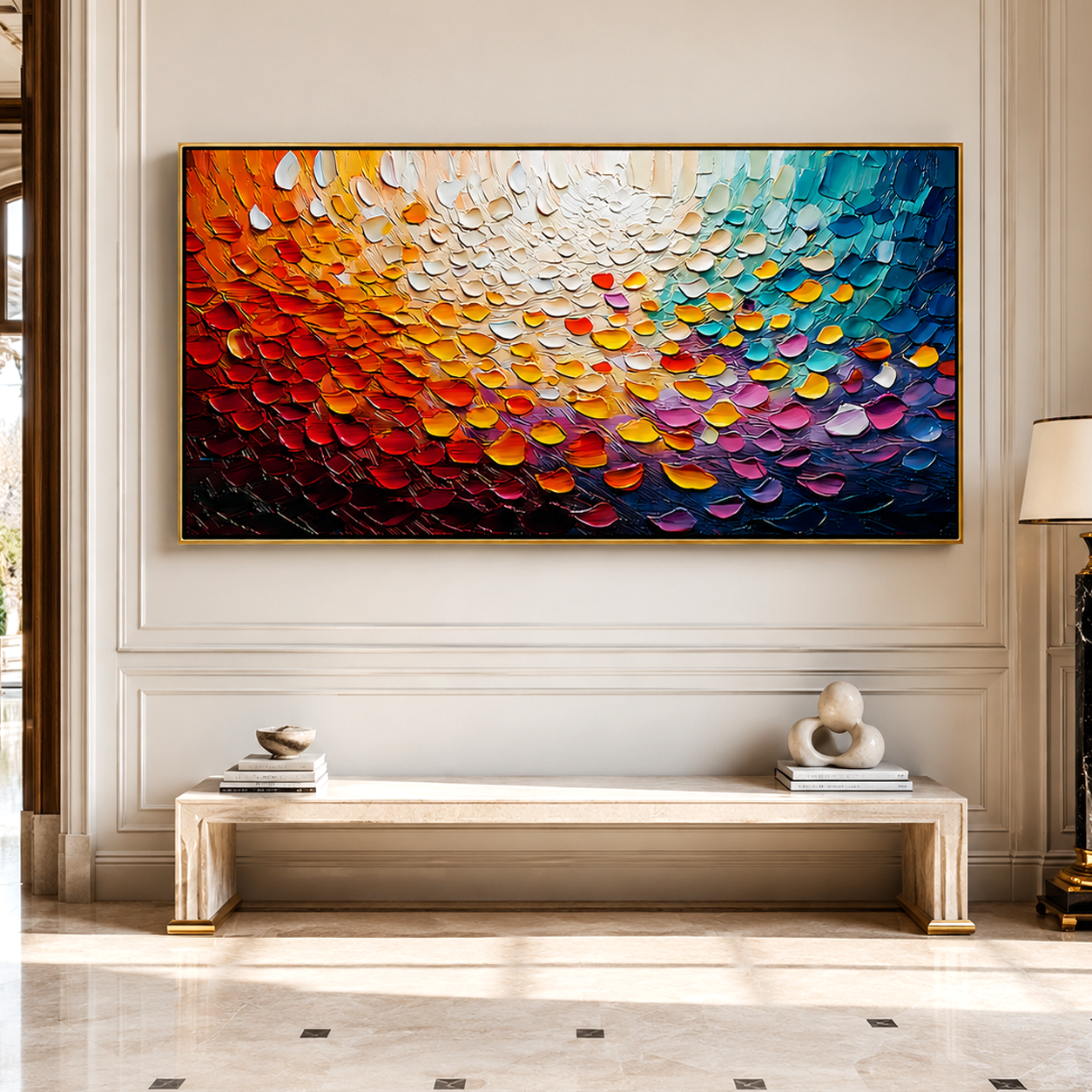 Chromatic Current-Colorful Impasto Abstract Painting