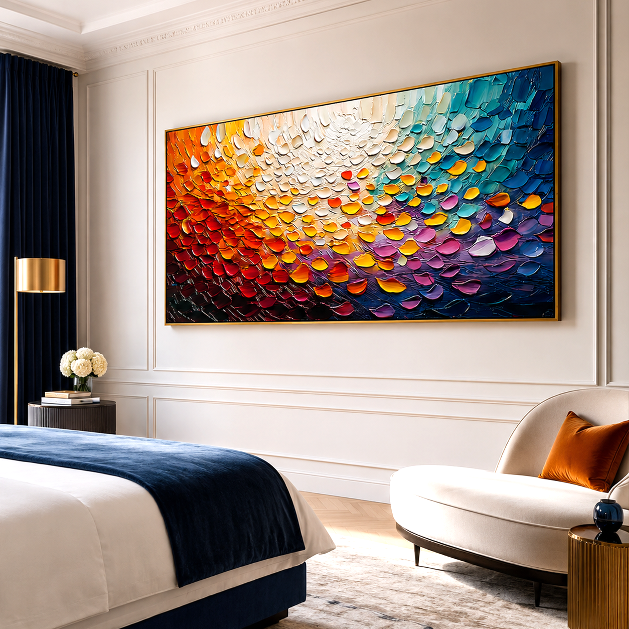 Chromatic Current-Colorful Impasto Abstract Painting