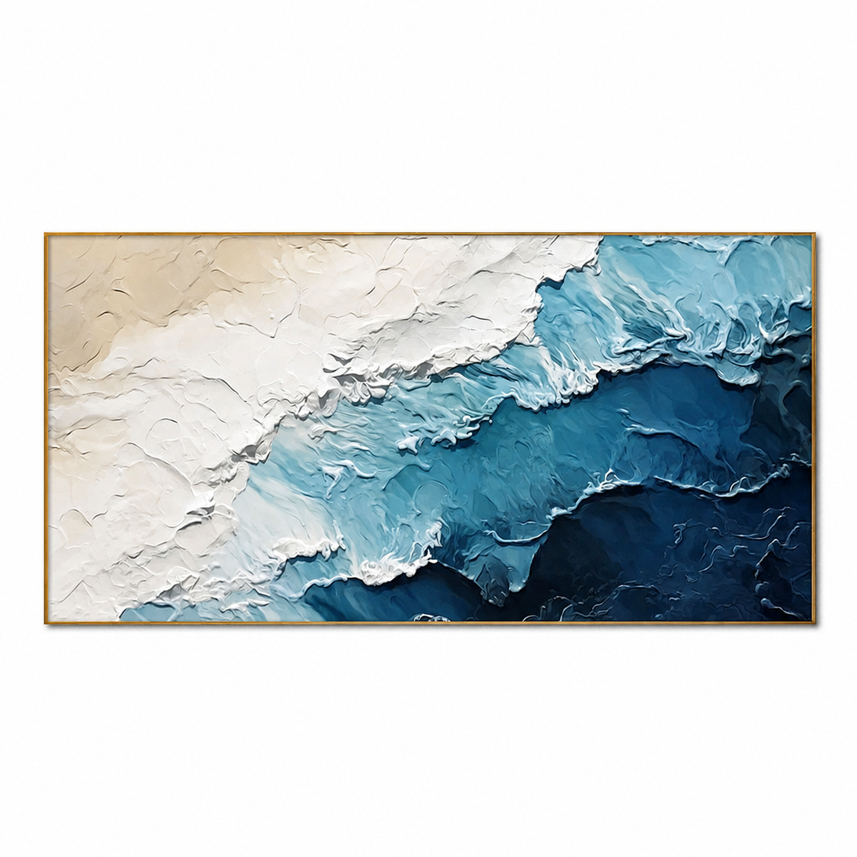 Tidal Drift-Blue White Textured Ocean Painting