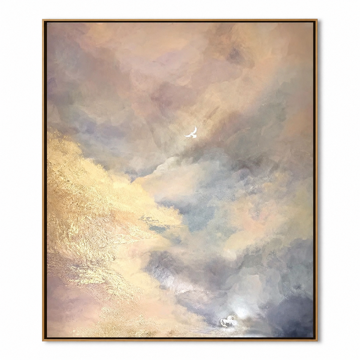 Ethereal Sky Serenity-Soft Neutral Abstract Cloudscape Oil Painting