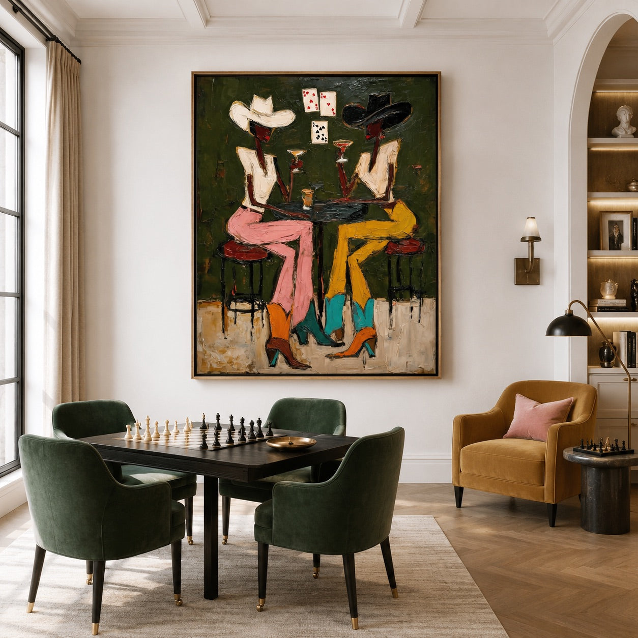 High Stakes-Cowgirl Poker Oil Painting