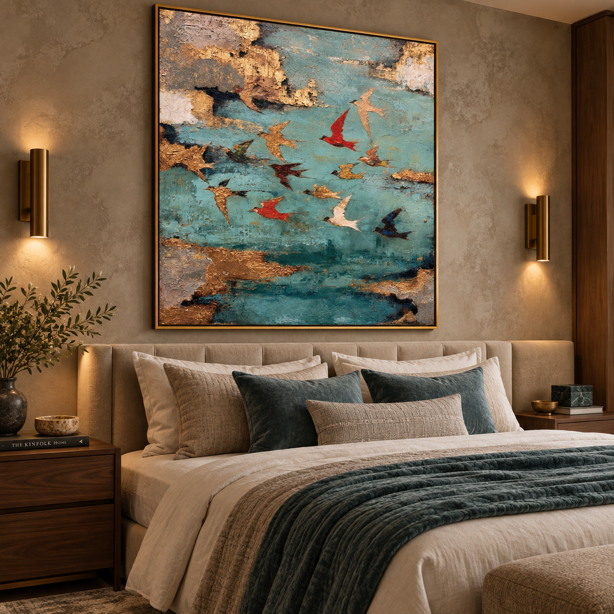 Azure Flight-Bird Abstract Texture Painting