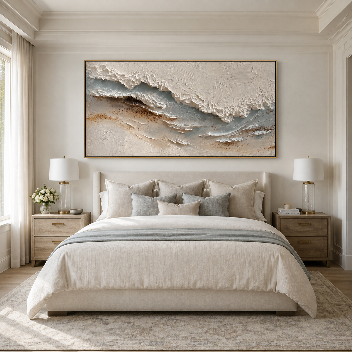 Quiet Shore-Neutral Blue Textured Coastal Painting
