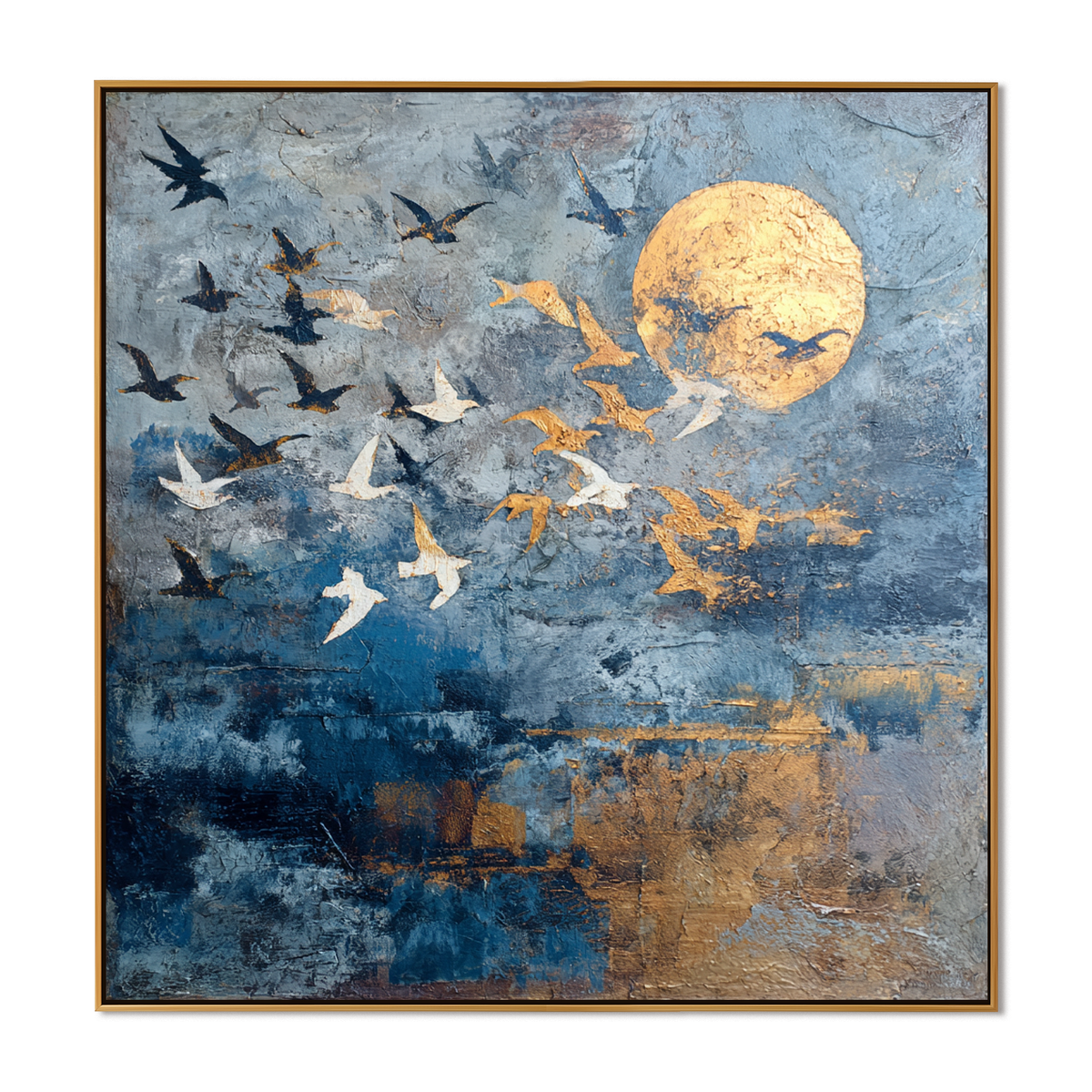 Moonlit Flight-Bird Abstract Texture Painting