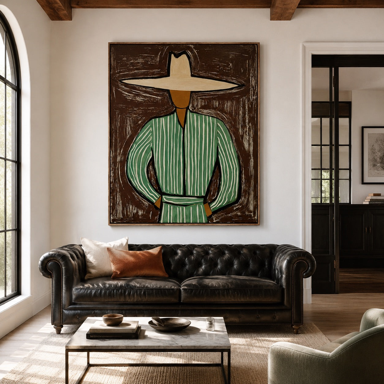 Emerald Stripe-Western Cowboy Oil Painting