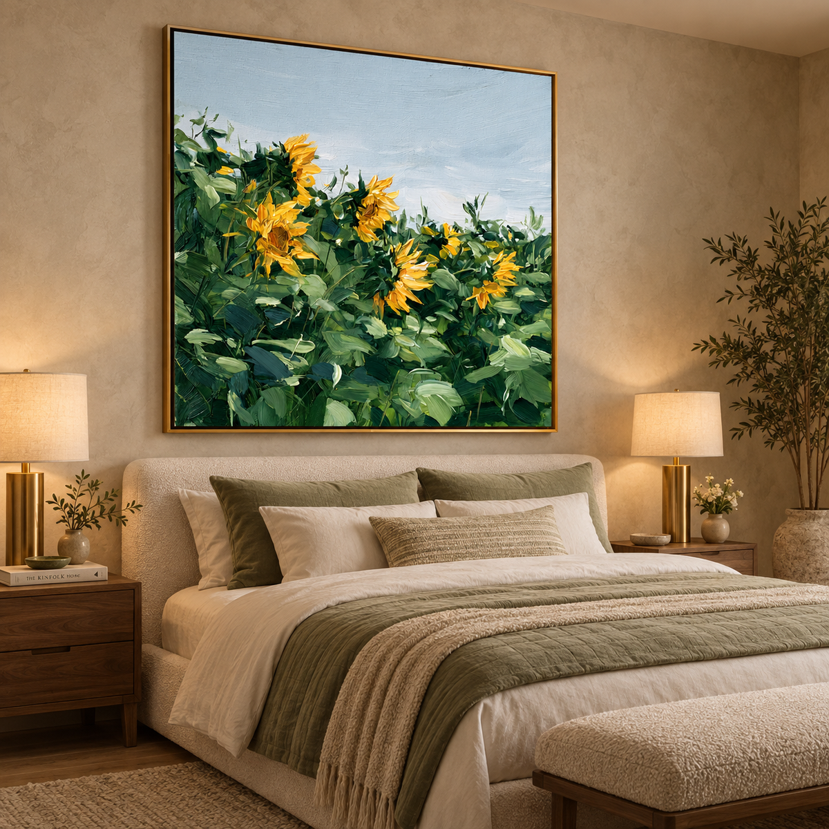 Golden Sunflower Meadow Floral Painting