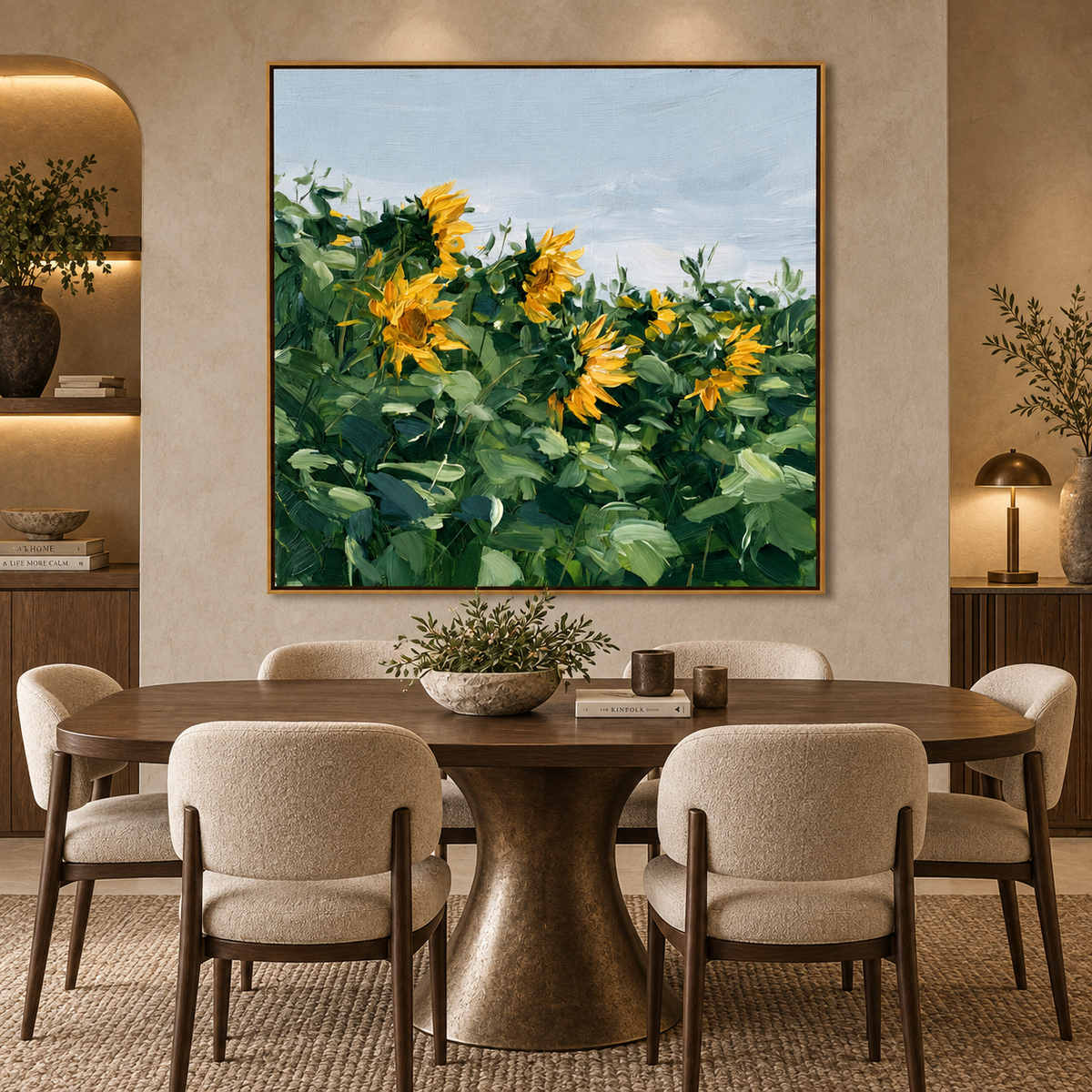 Golden Sunflower Meadow Floral Painting