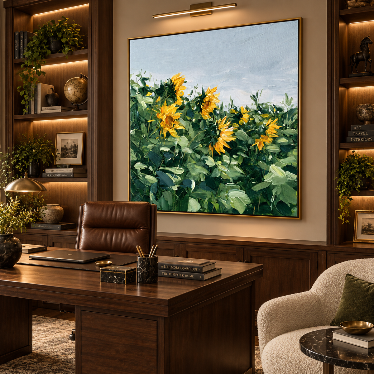 Golden Sunflower Meadow Floral Painting