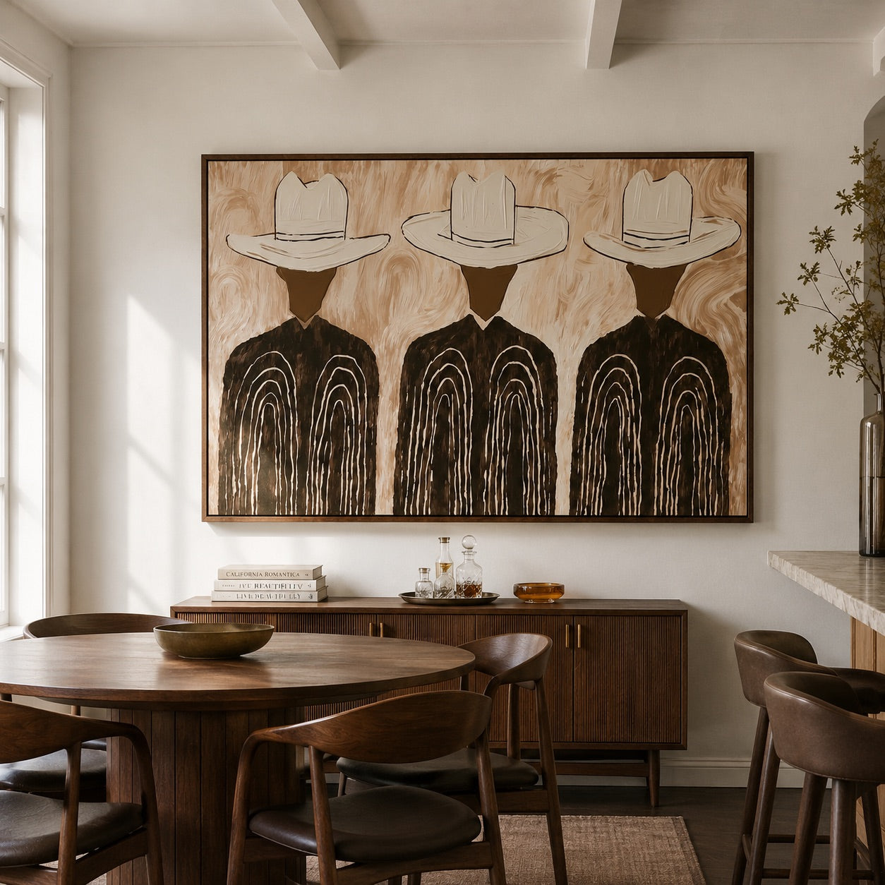 Desert Three-Cowboy Trio Oil Painting