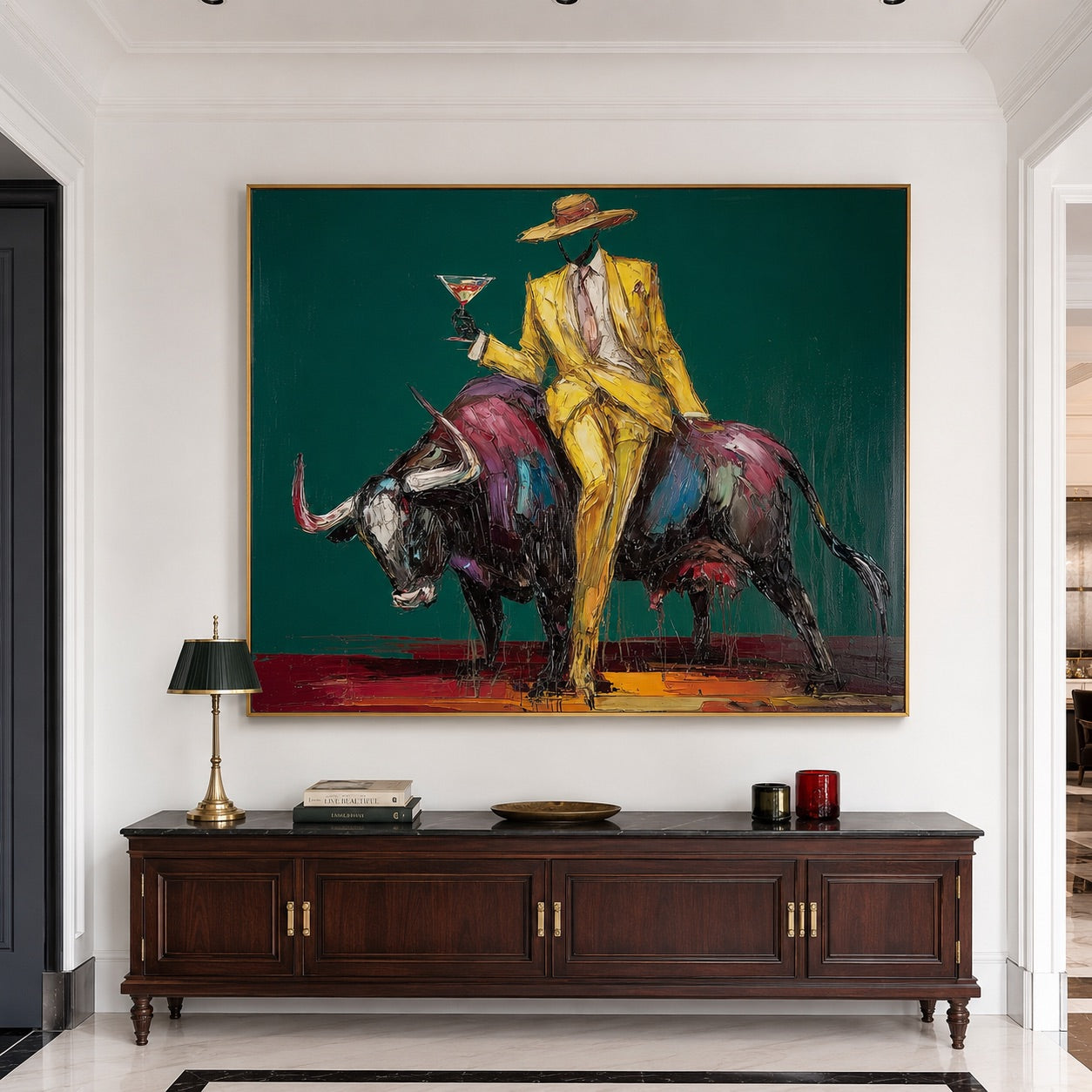 Golden Toast-Western Bull Oil Painting