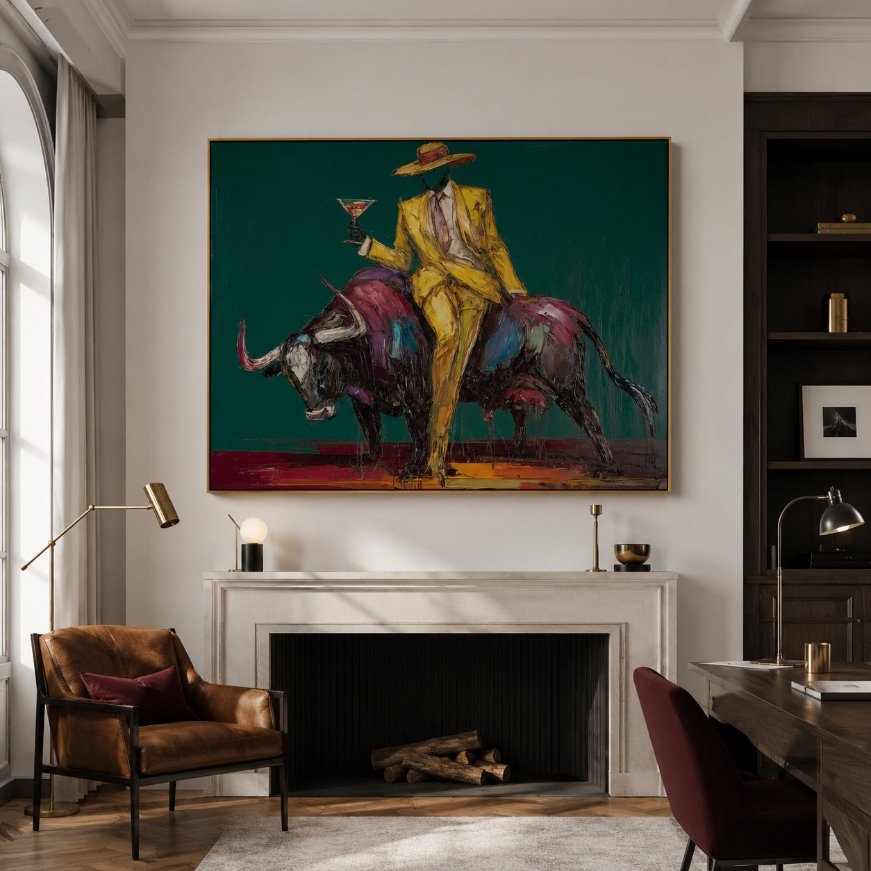 Golden Toast-Western Bull Oil Painting