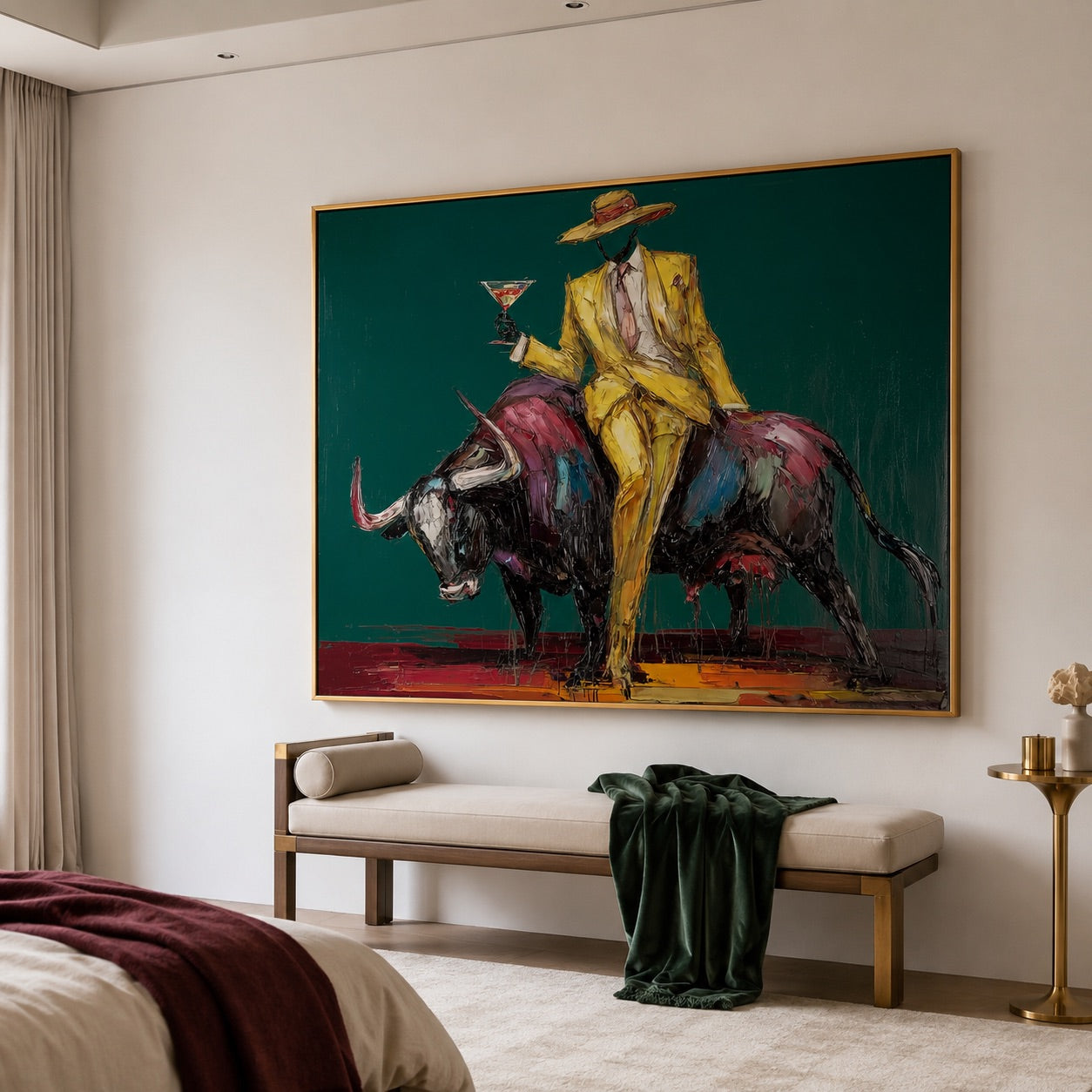 Golden Toast-Western Bull Oil Painting
