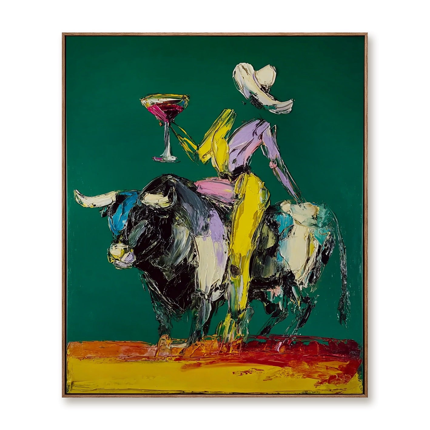 Emerald Toast-Western Longhorn Oil Painting