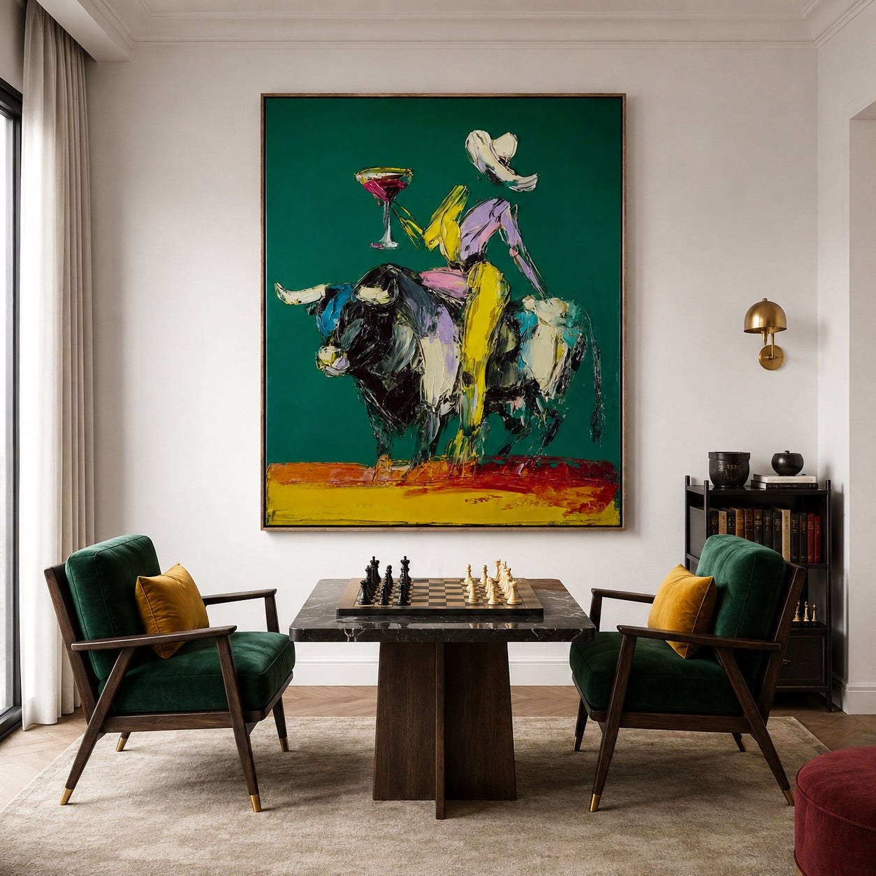 Emerald Toast-Western Longhorn Oil Painting
