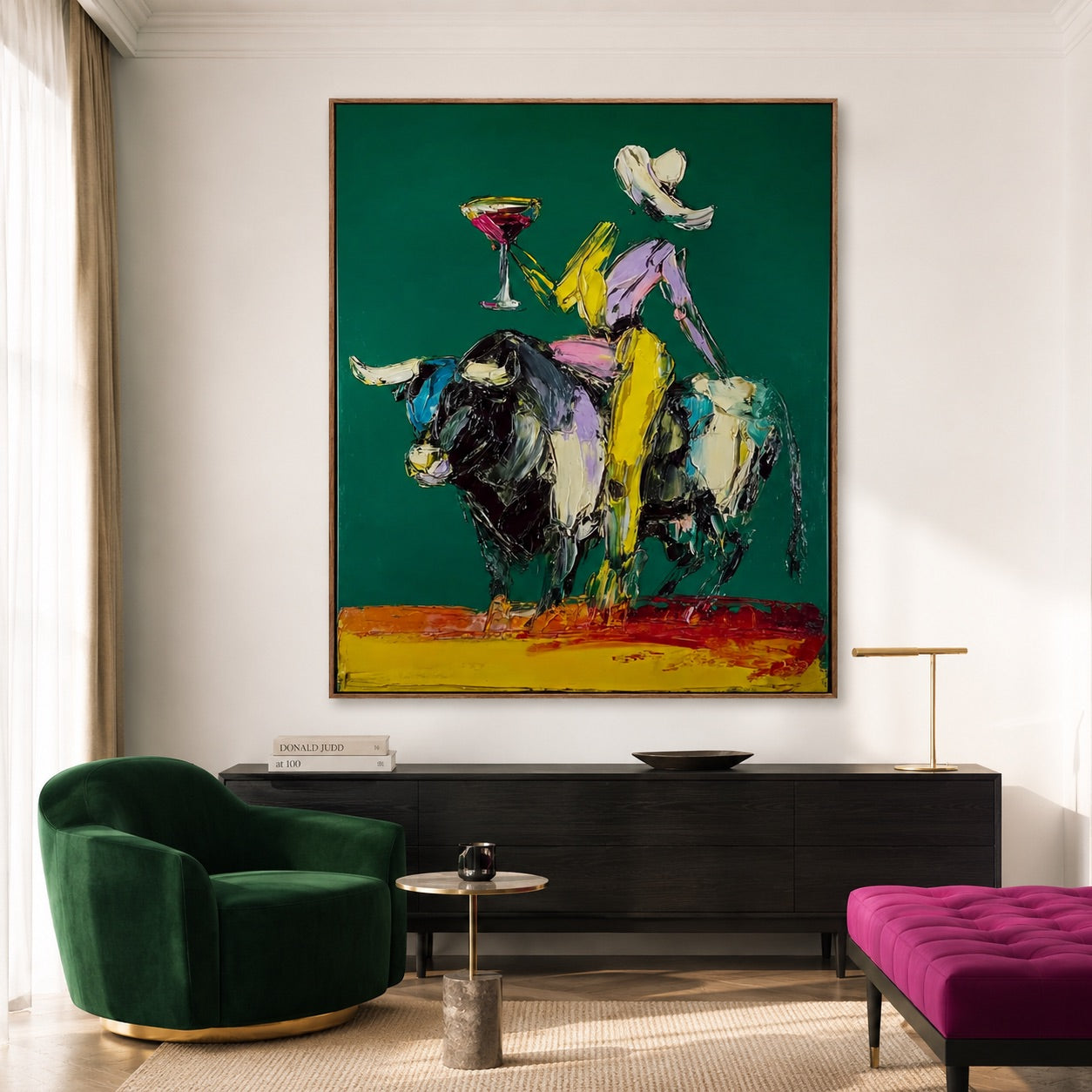 Emerald Toast-Western Longhorn Oil Painting