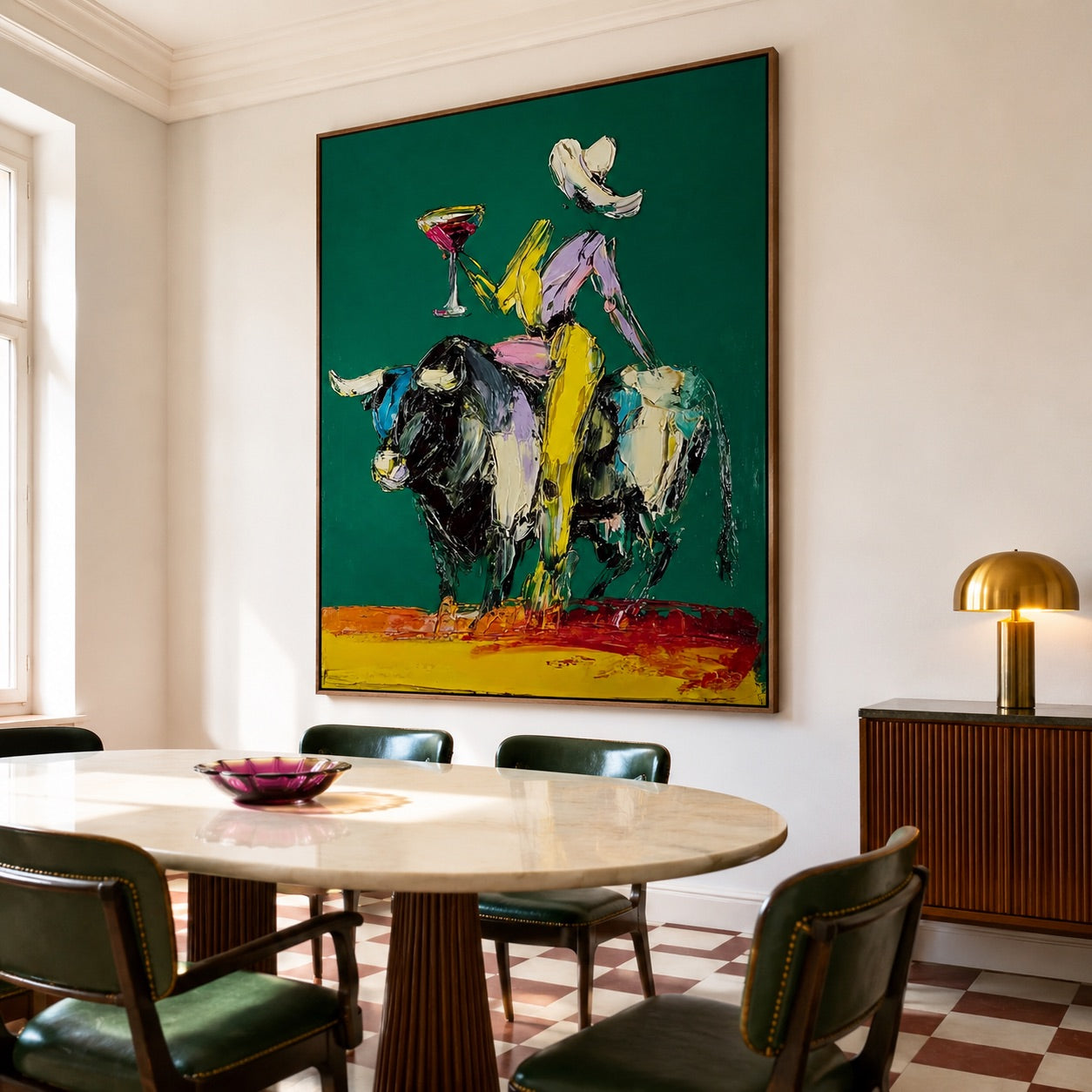 Emerald Toast-Western Longhorn Oil Painting