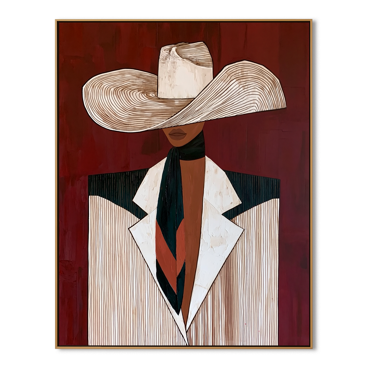 Crimson Brim-Western Portrait Painting