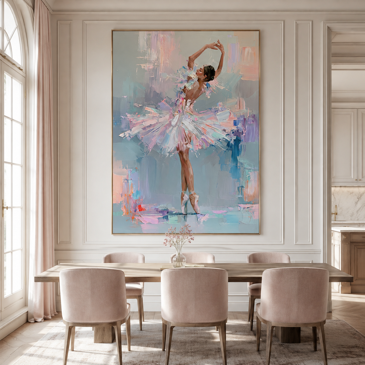 Ballet Dreams-Pastel Ballerina Oil Painting