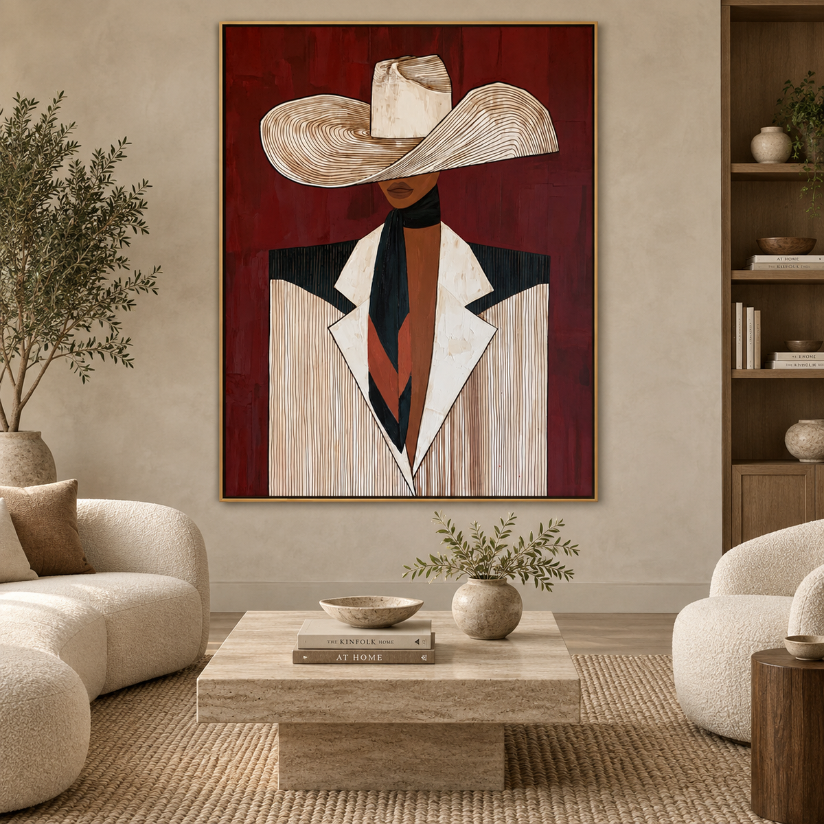 Crimson Brim-Western Portrait Painting