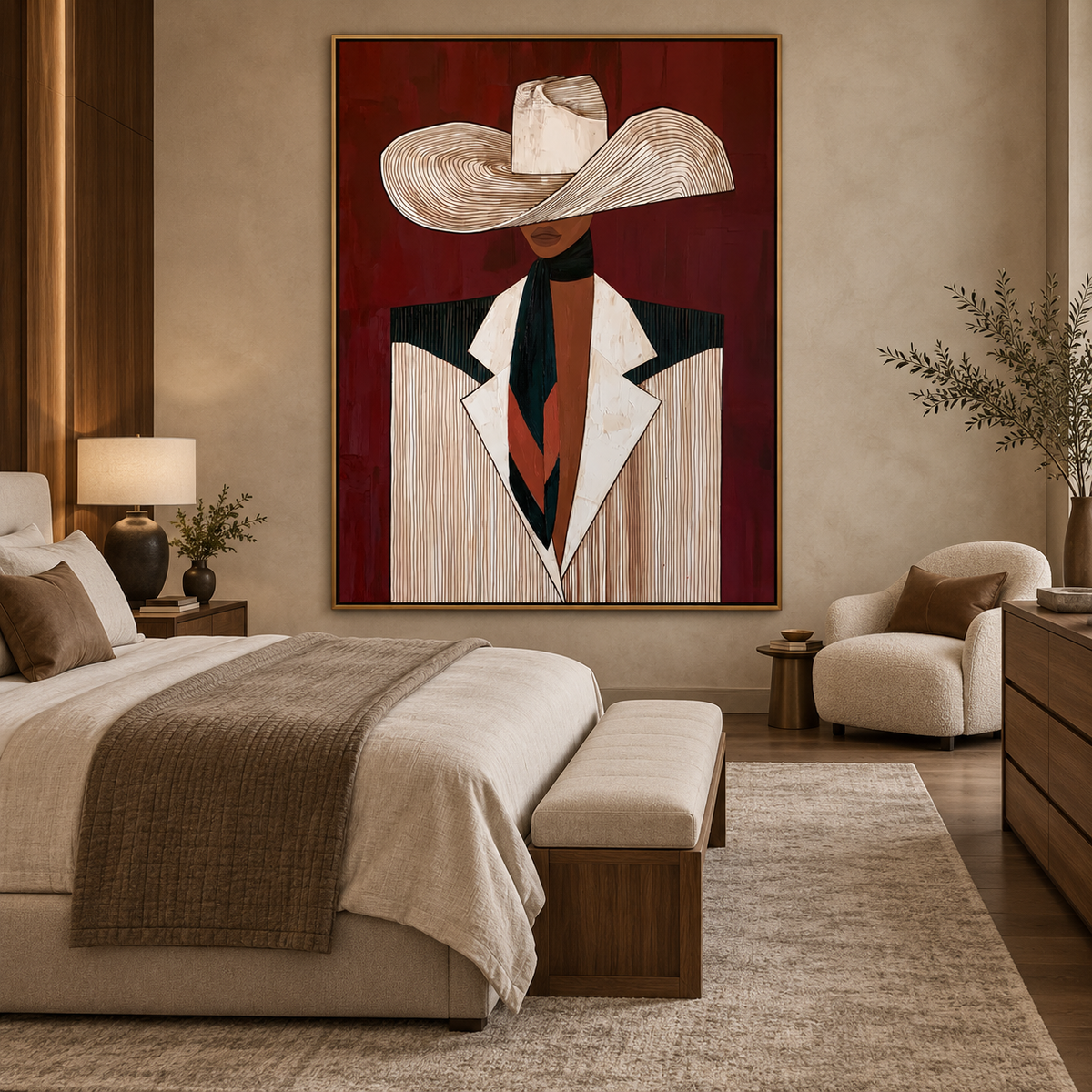 Crimson Brim-Western Portrait Painting
