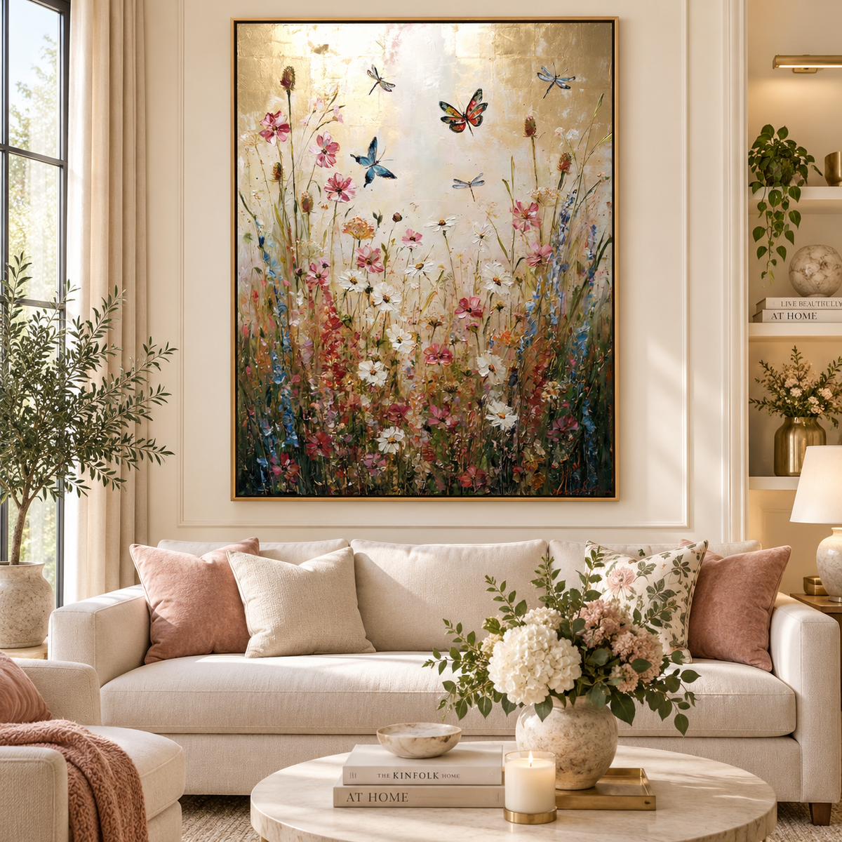 Golden Meadow-Wildflower Butterfly Painting
