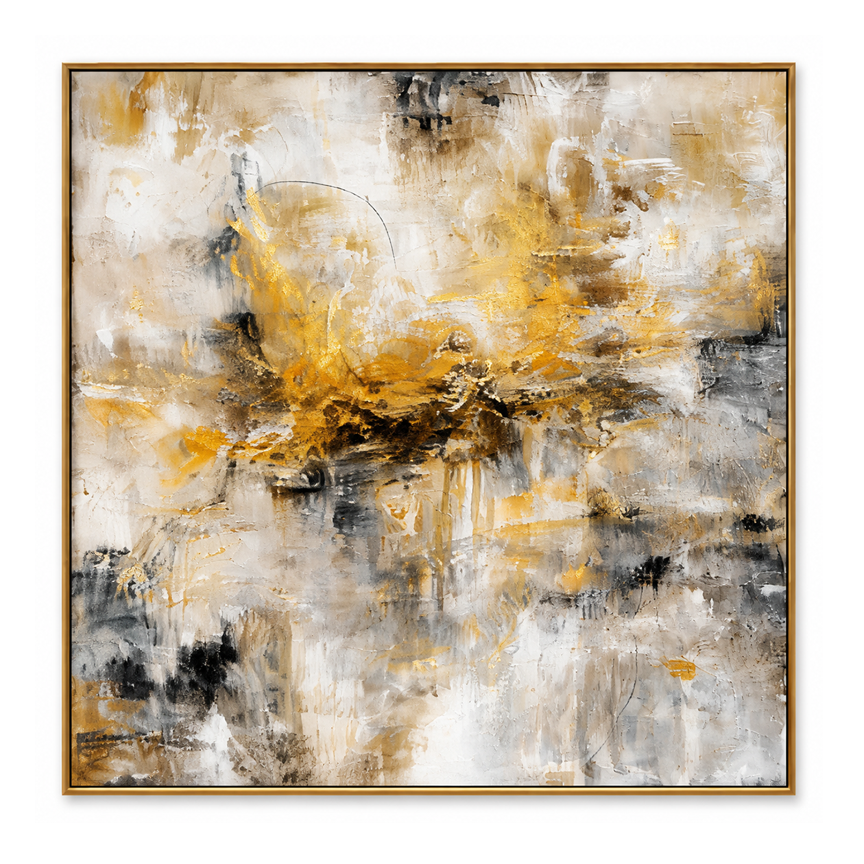 Golden Drift-Beige Abstract Impasto Painting