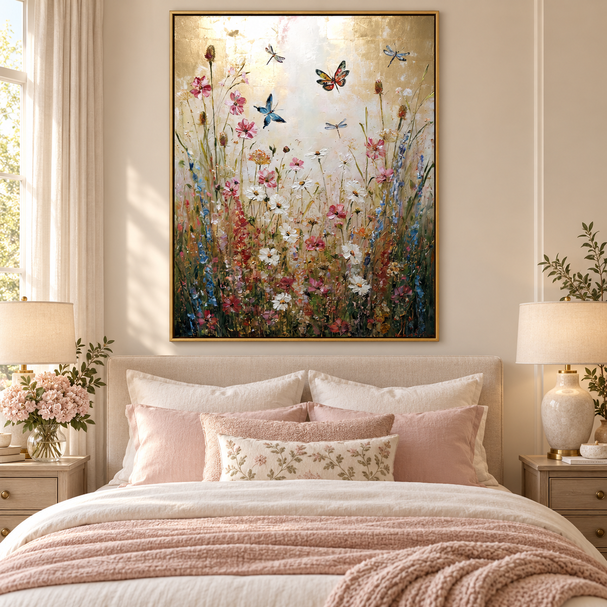 Golden Meadow-Wildflower Butterfly Painting