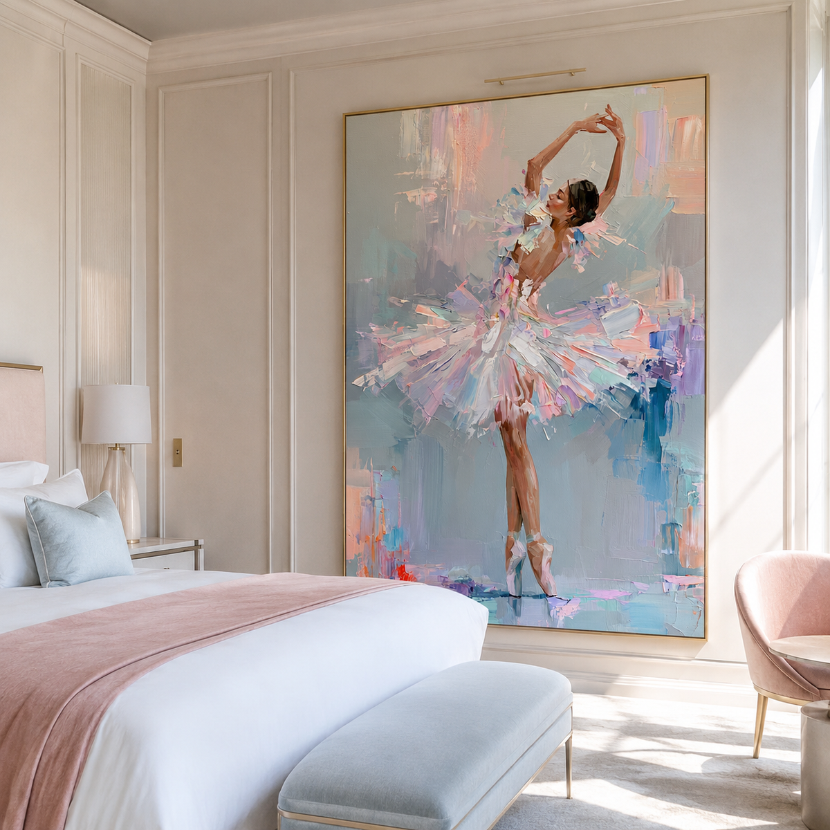 Ballet Dreams-Pastel Ballerina Oil Painting
