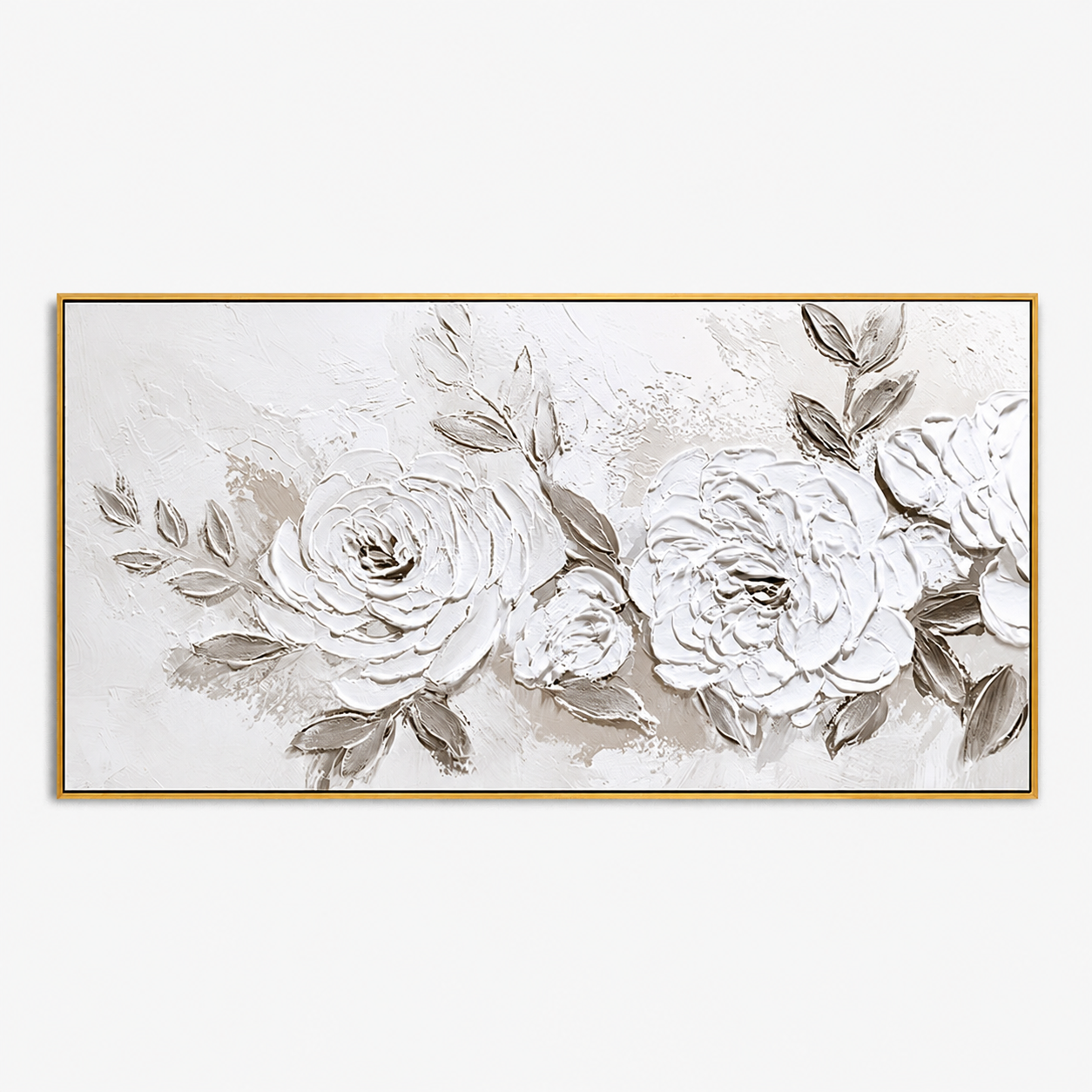 Ivory Petals-White Textured Floral Painting