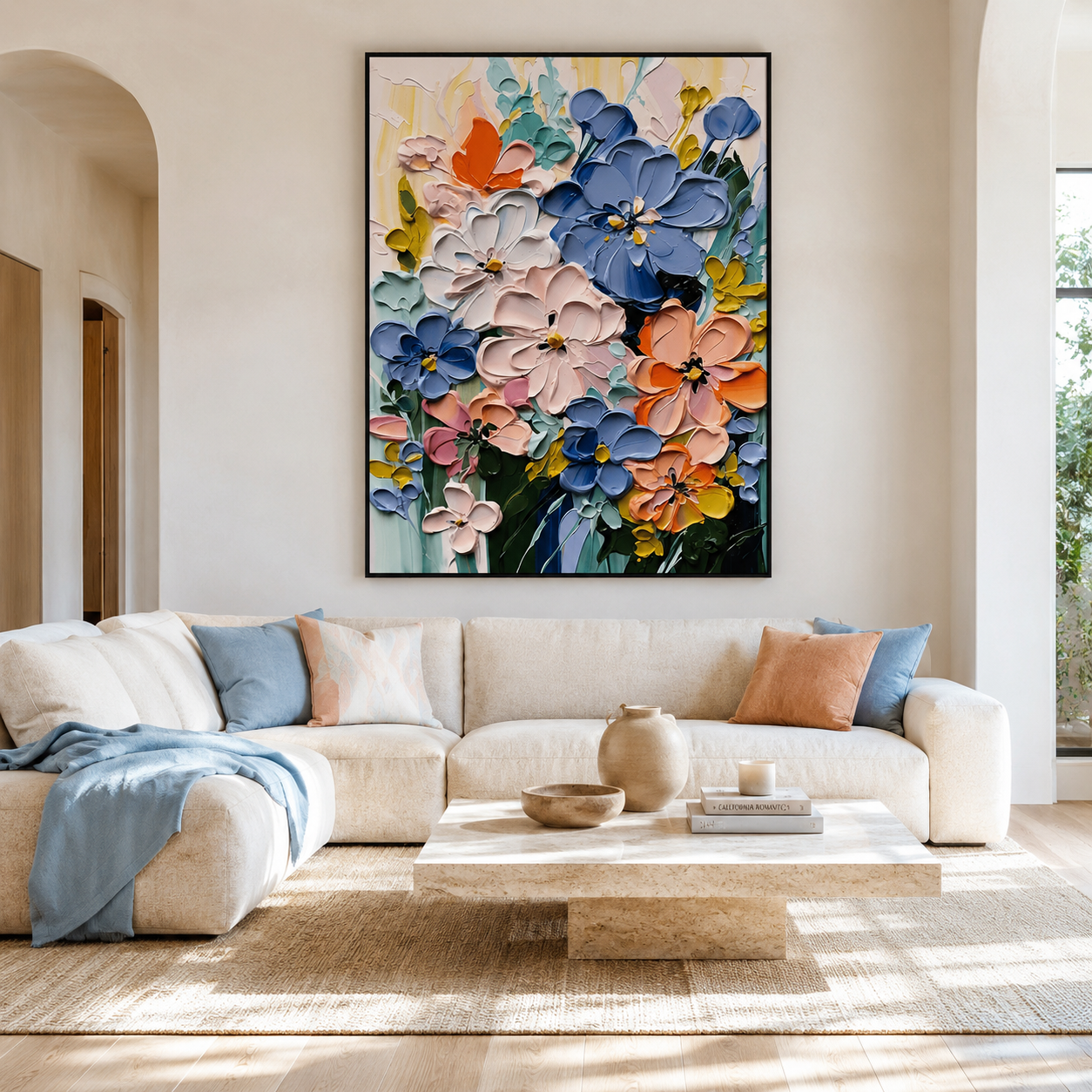 Petal Mosaic-Colorful Floral Impasto Painting