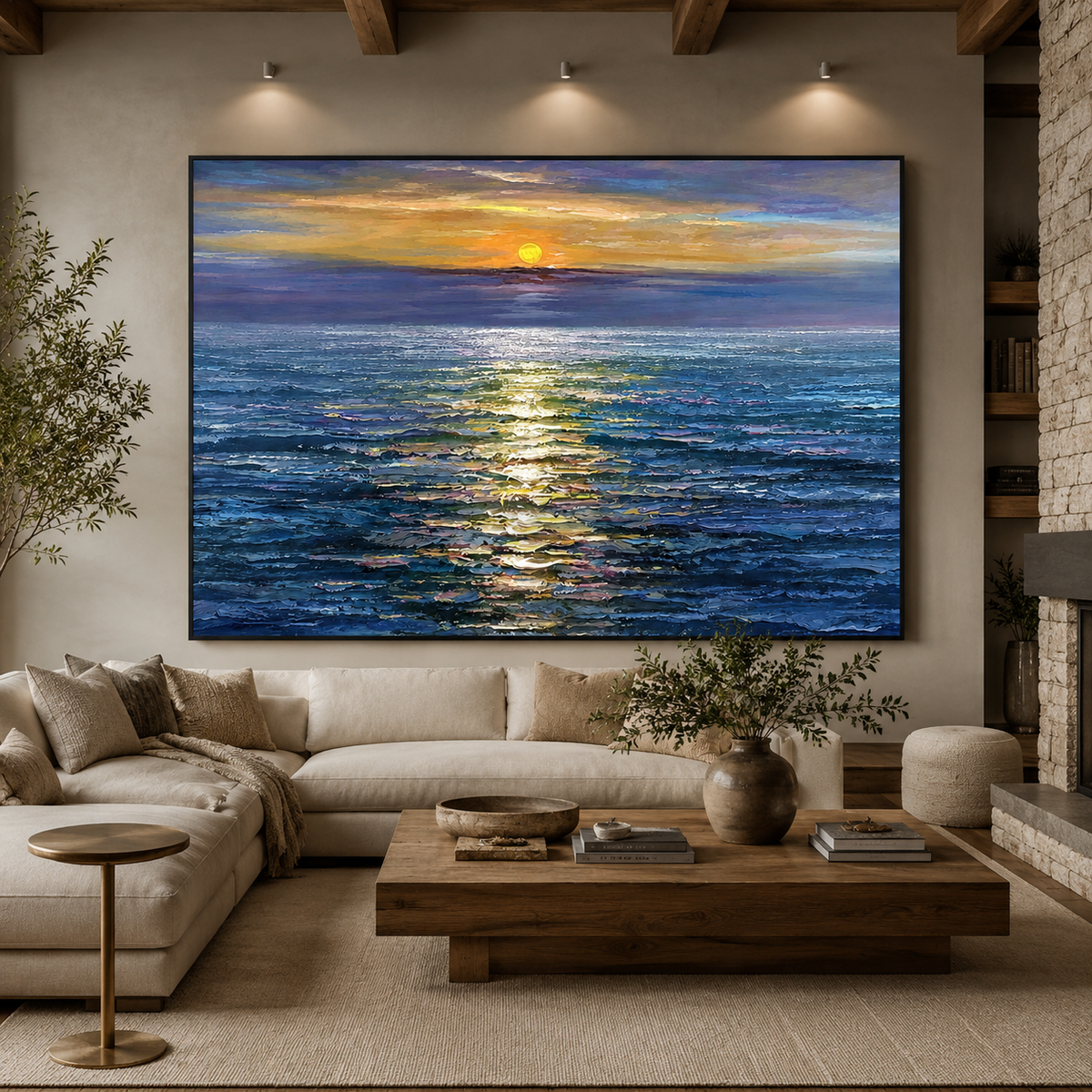 Last Light-Blue Ocean Sunset Painting