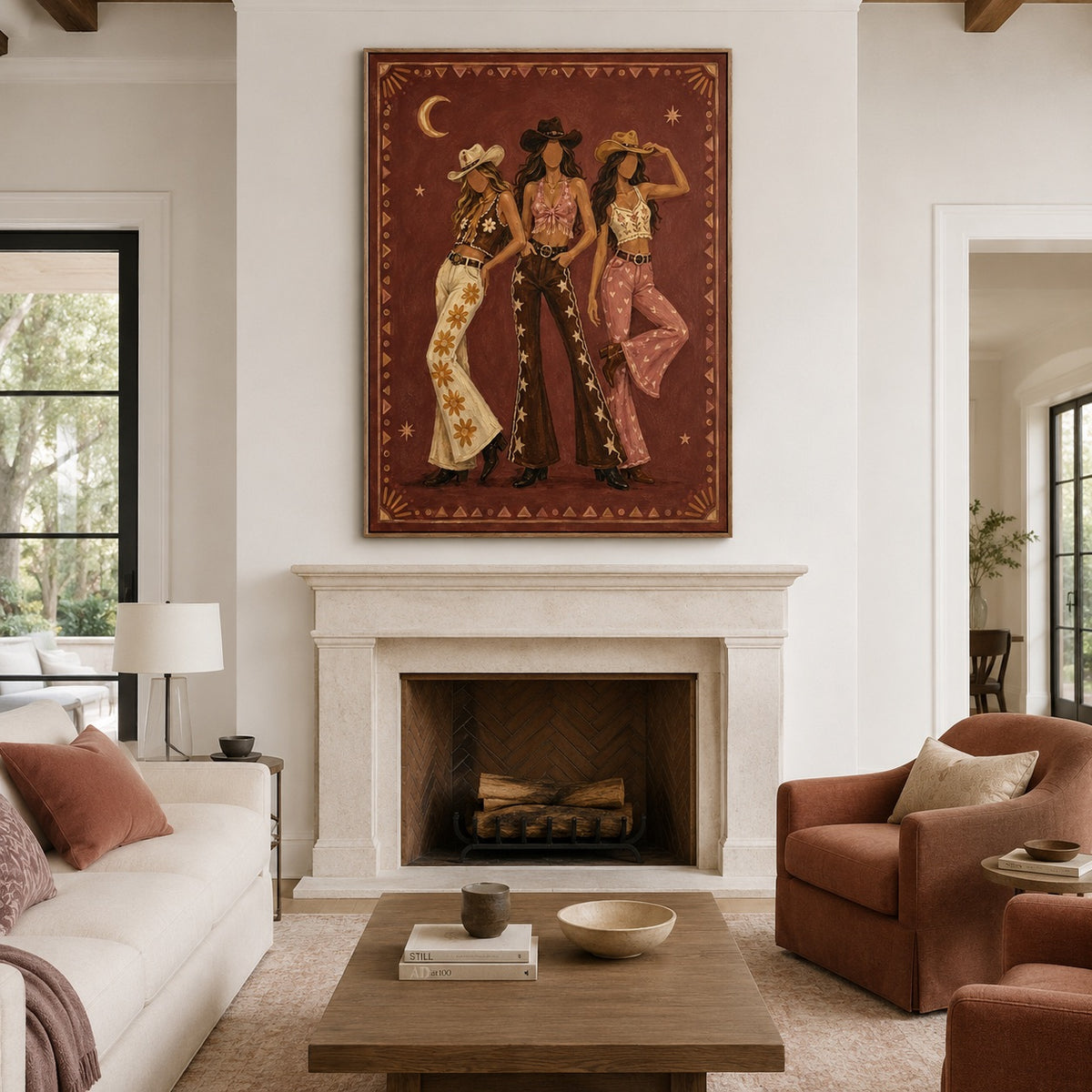 Desert Sisters-Cowgirl Trio Oil Painting