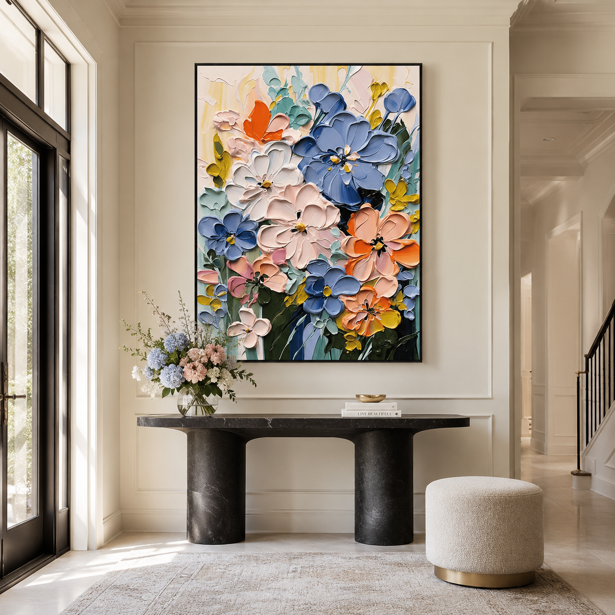 Petal Mosaic-Colorful Floral Impasto Painting