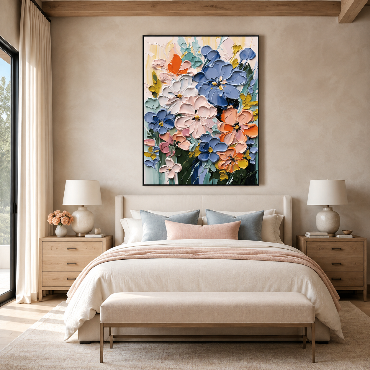 Petal Mosaic-Colorful Floral Impasto Painting