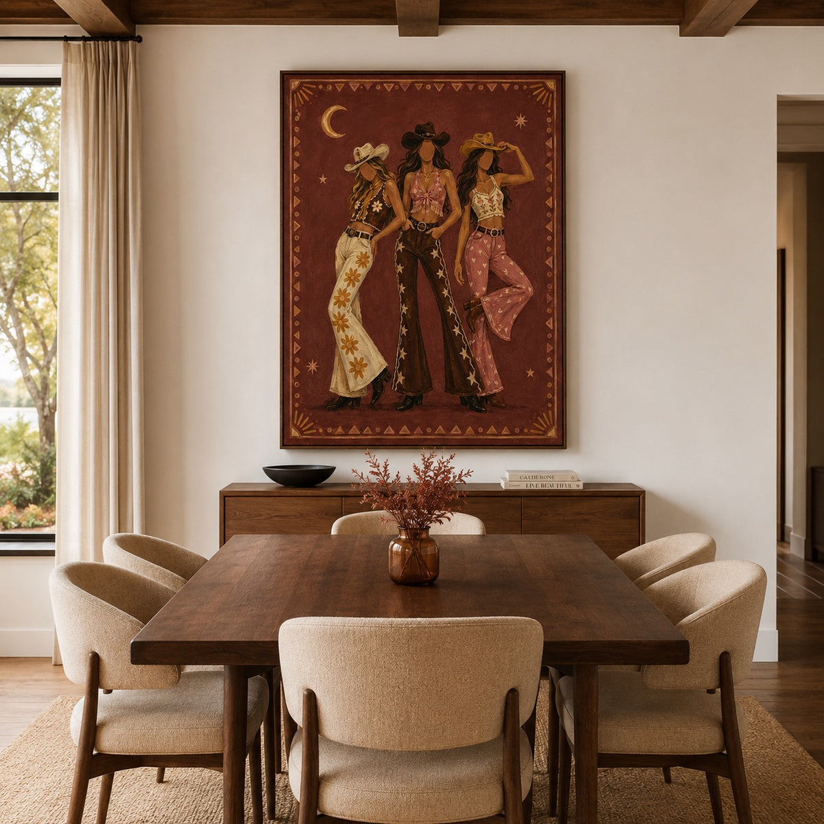 Desert Sisters-Cowgirl Trio Oil Painting