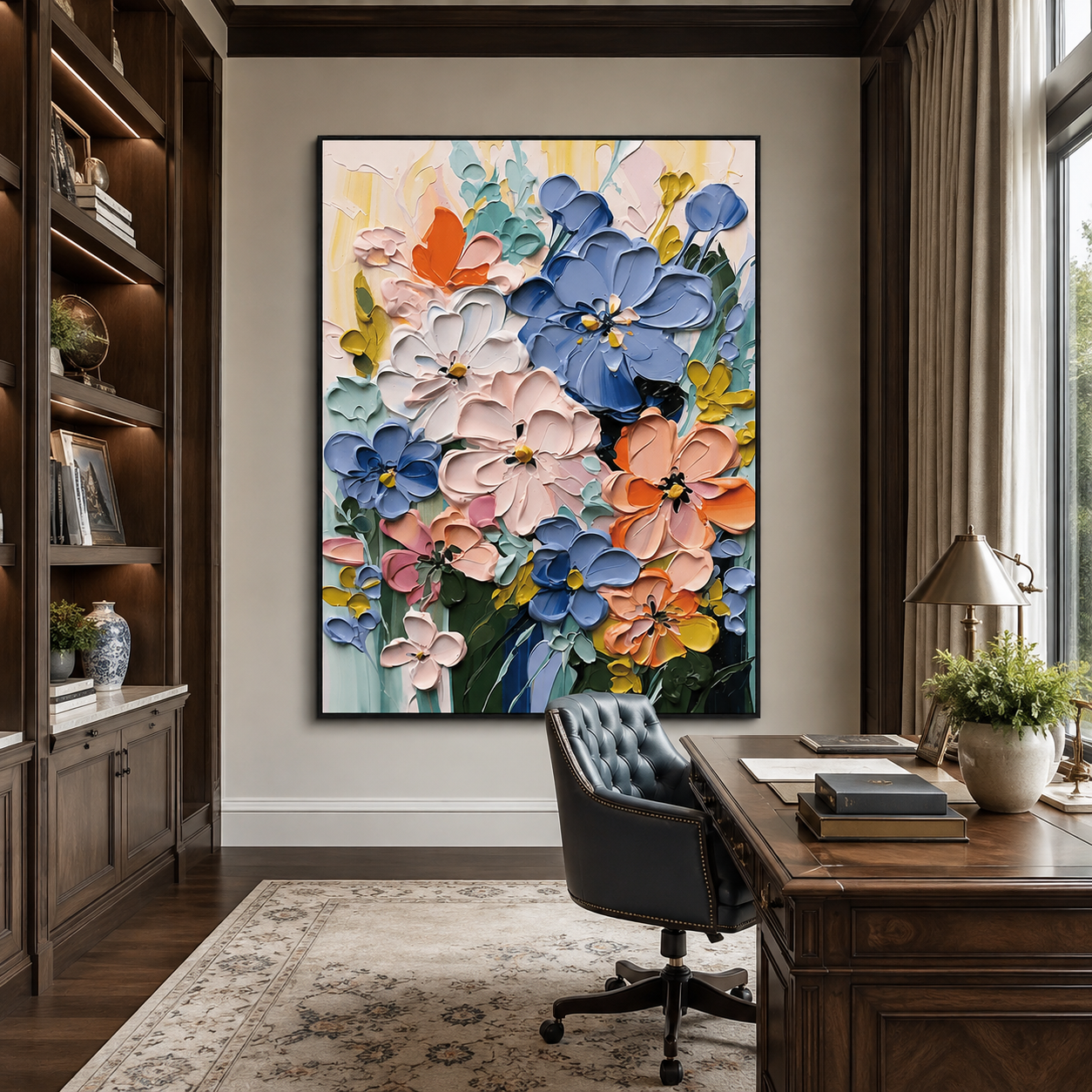 Petal Mosaic-Colorful Floral Impasto Painting