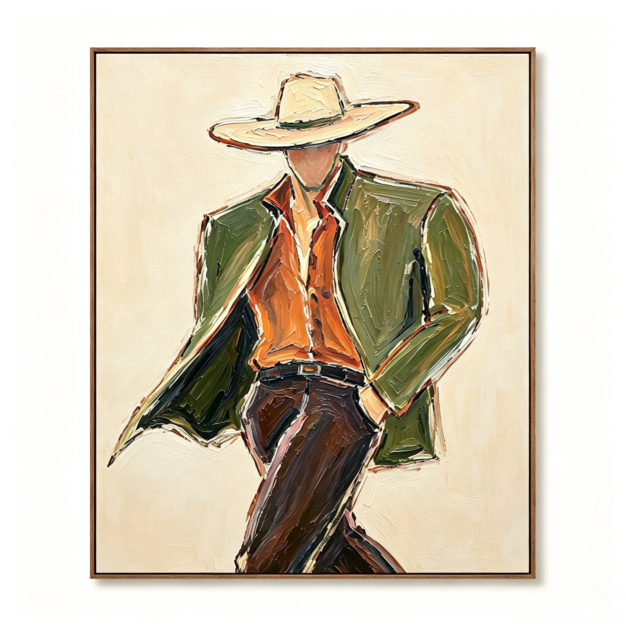 Olive Drifter-Cowboy Portrait Oil Painting