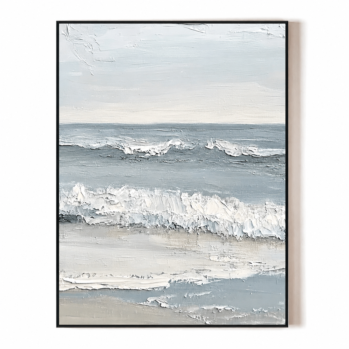 Ocean Whisper Waves-Blue Seascape Oil Painting