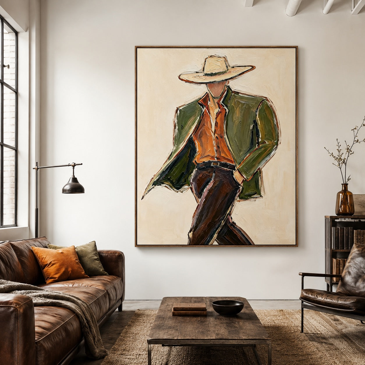 Olive Drifter-Cowboy Portrait Oil Painting