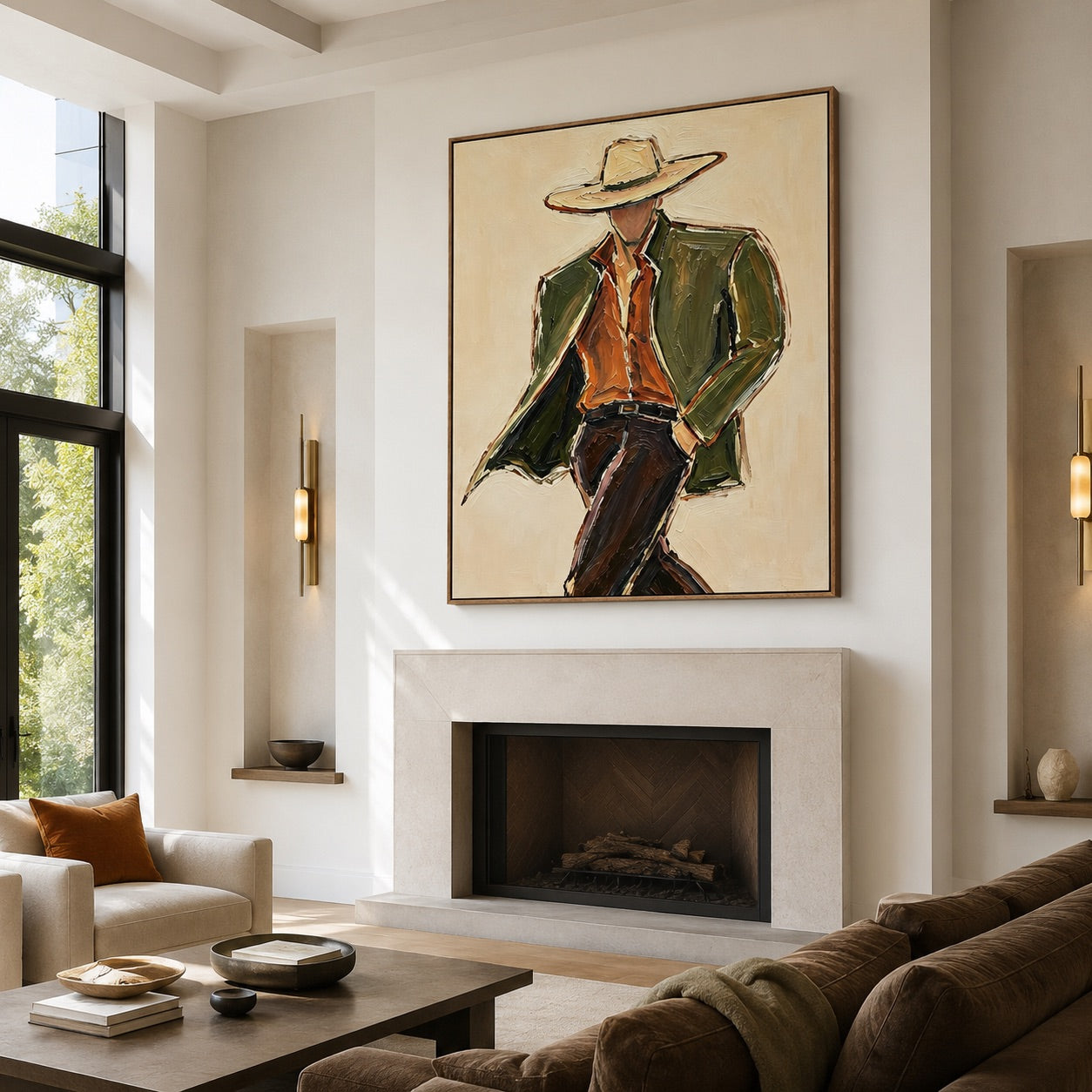 Olive Drifter-Cowboy Portrait Oil Painting
