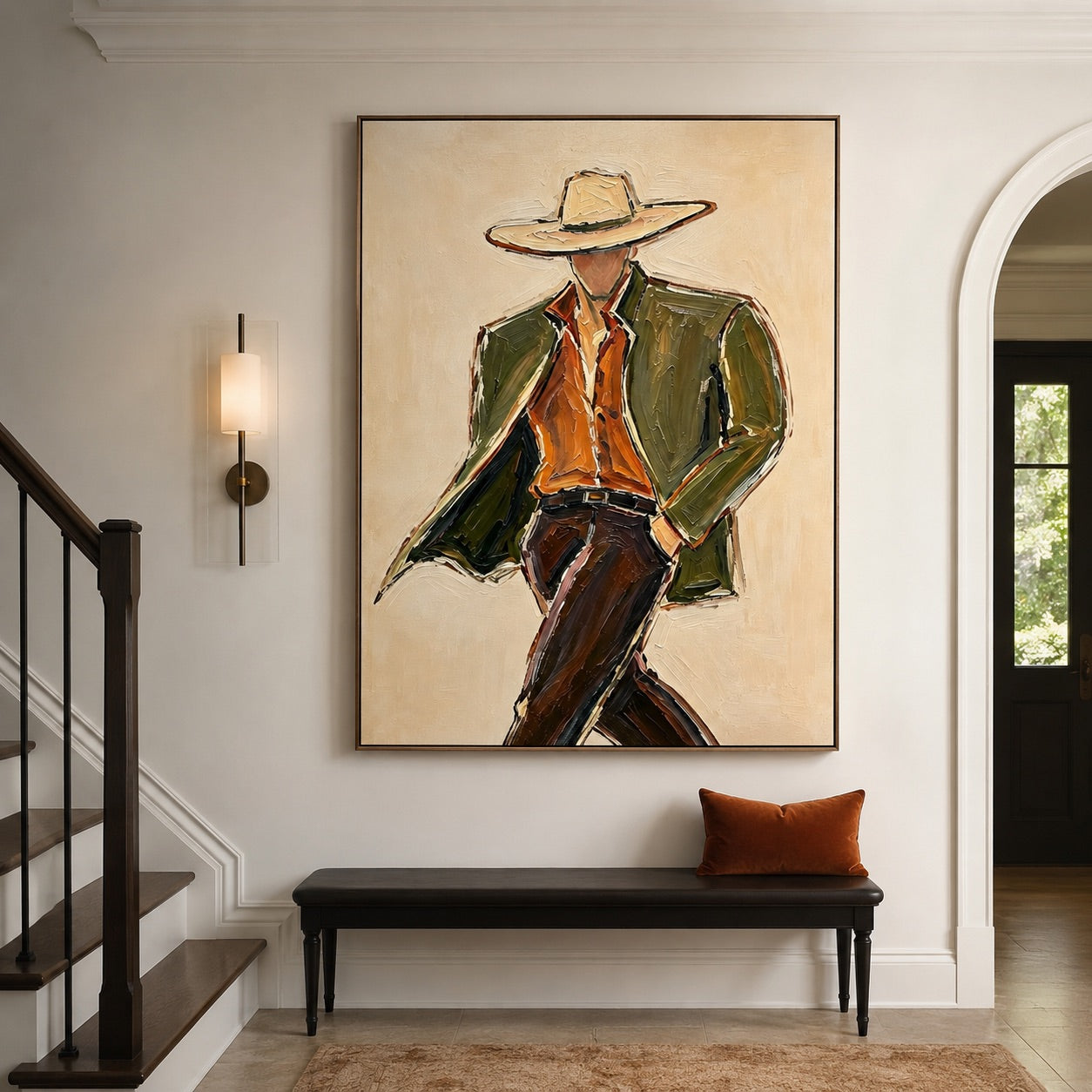 Olive Drifter-Cowboy Portrait Oil Painting