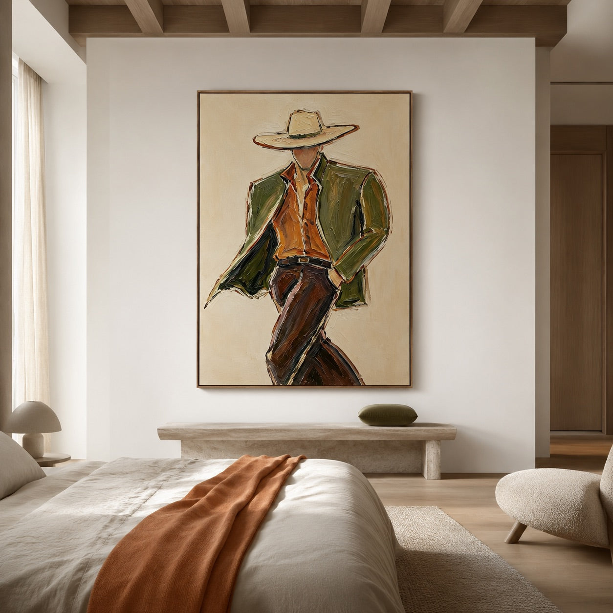 Olive Drifter-Cowboy Portrait Oil Painting