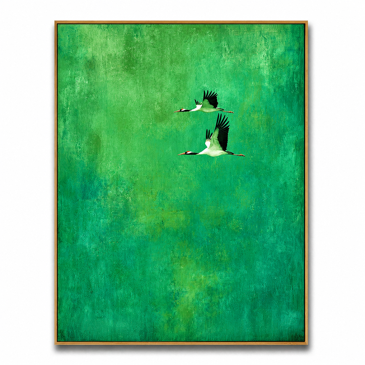 Emerald Flight Cranes-Nature Bird Wall Art
