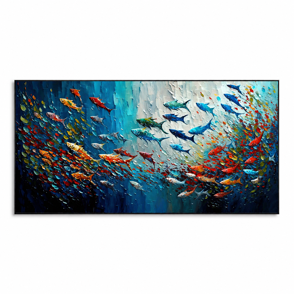 Ocean Current Symphony-Colorful Fish Underwater Textured Painting