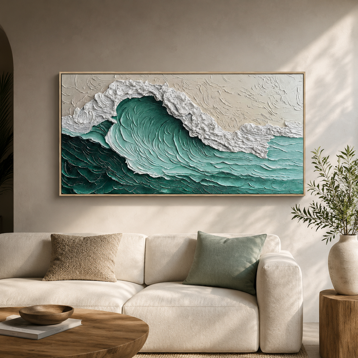 Ocean Surge Wave-Textured Coastal Wall Art