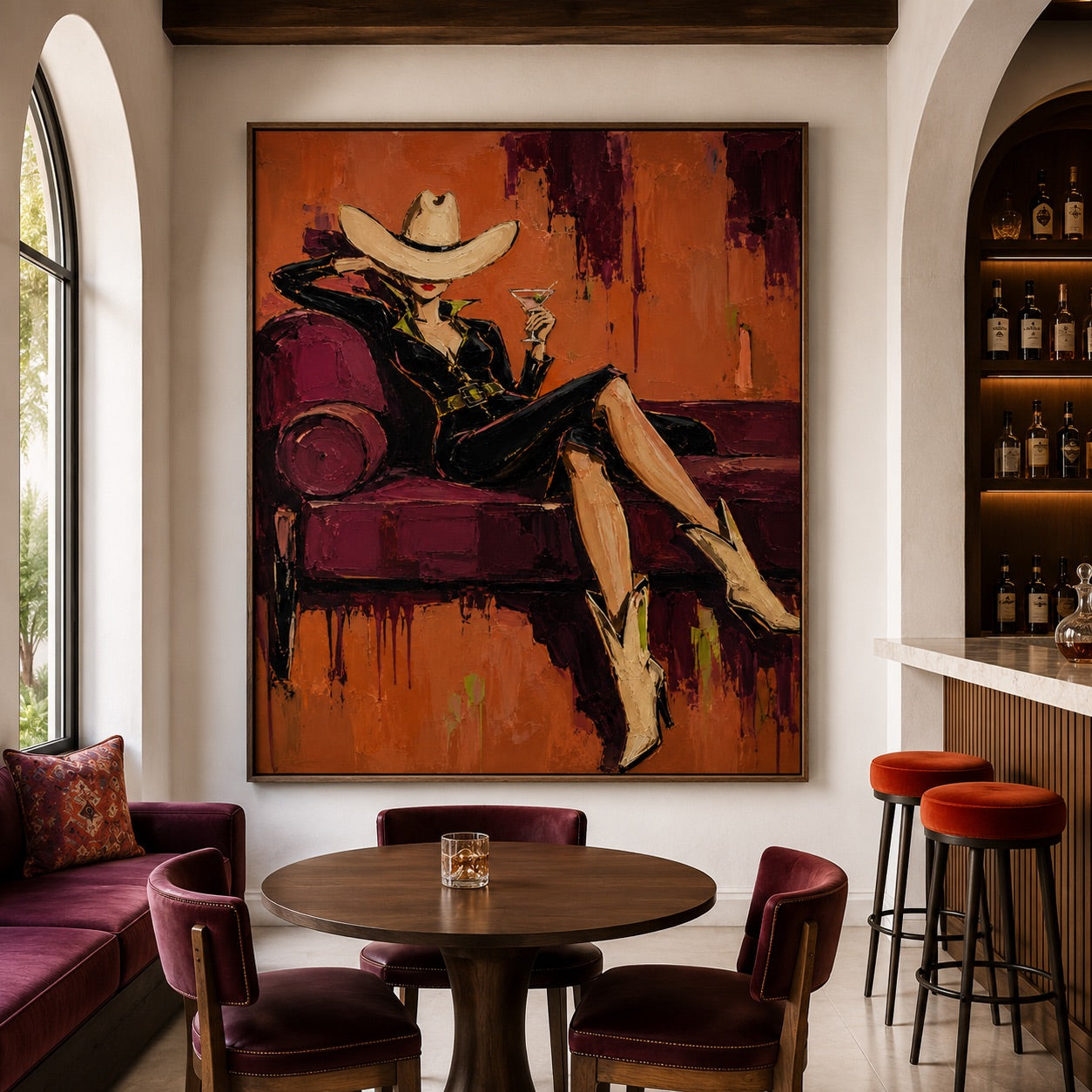 Velvet Hour-Cowgirl Lounge Oil Painting