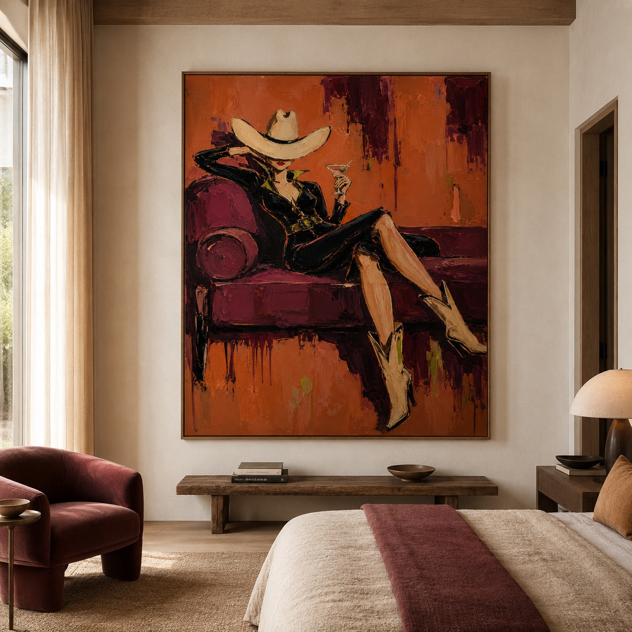 Velvet Hour-Cowgirl Lounge Oil Painting