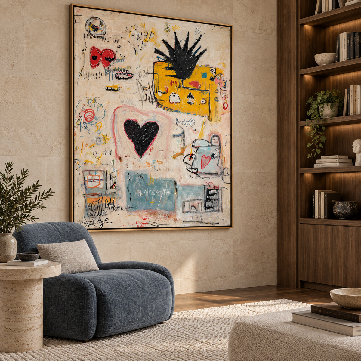 Urban Heart Story-Colorful Abstract Graffiti Pop Art Painting