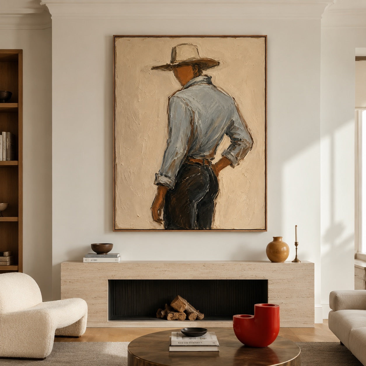 Quiet Turn-Cowboy Back View Oil Painting