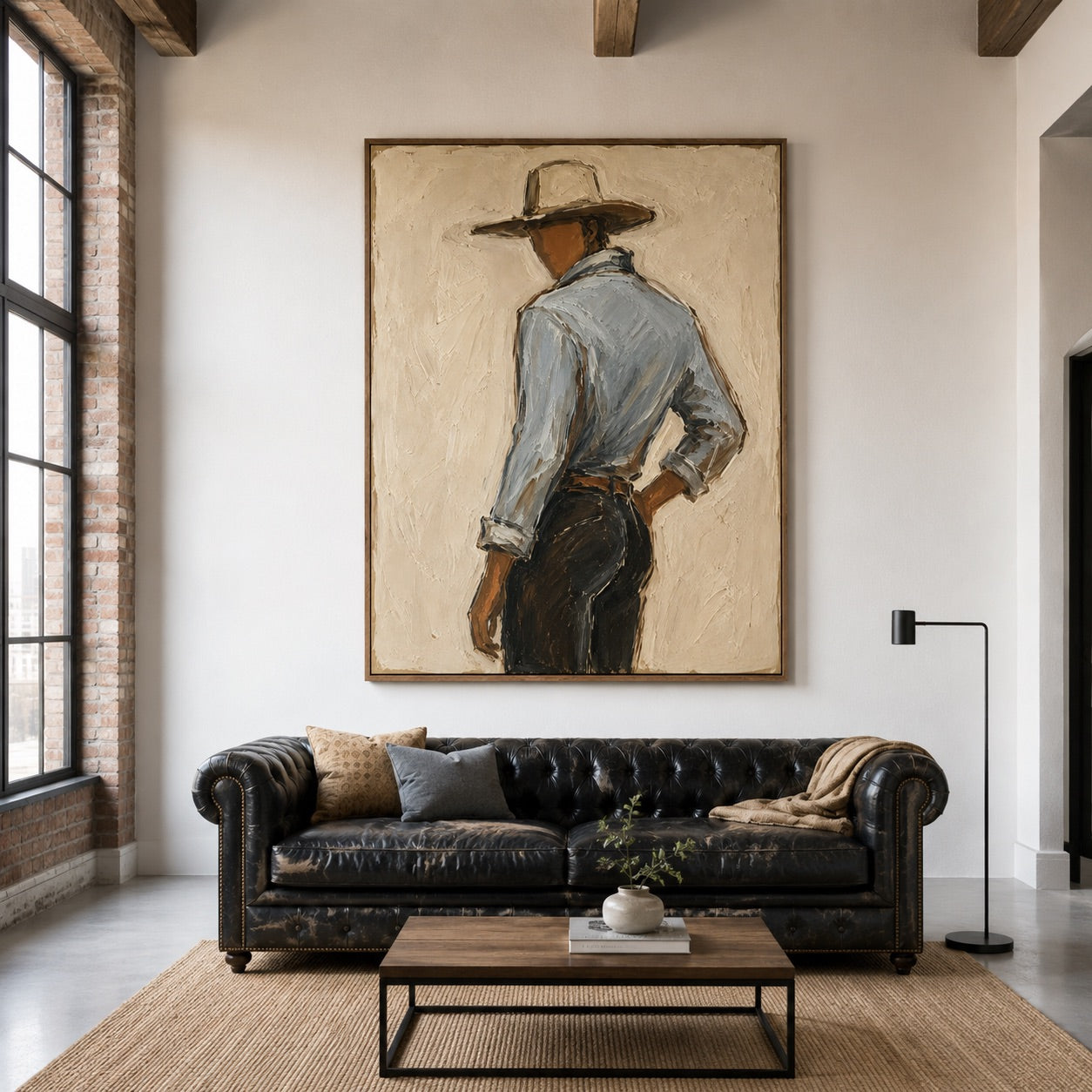 Quiet Turn-Cowboy Back View Oil Painting